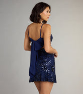 All Eyes On You Sequin Bow Mini Dress